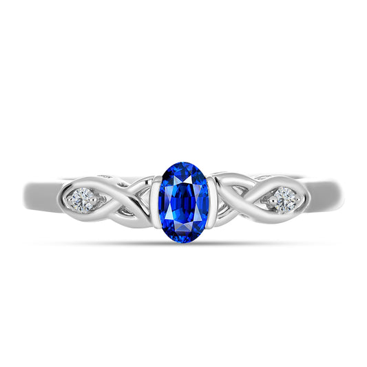 Anillo de Plata con Zafiro Azul Australiano y Topacio Blanco