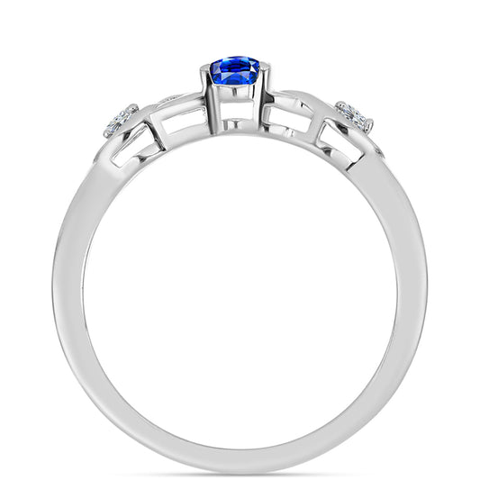 Anillo de Plata con Zafiro Azul Australiano y Topacio Blanco
