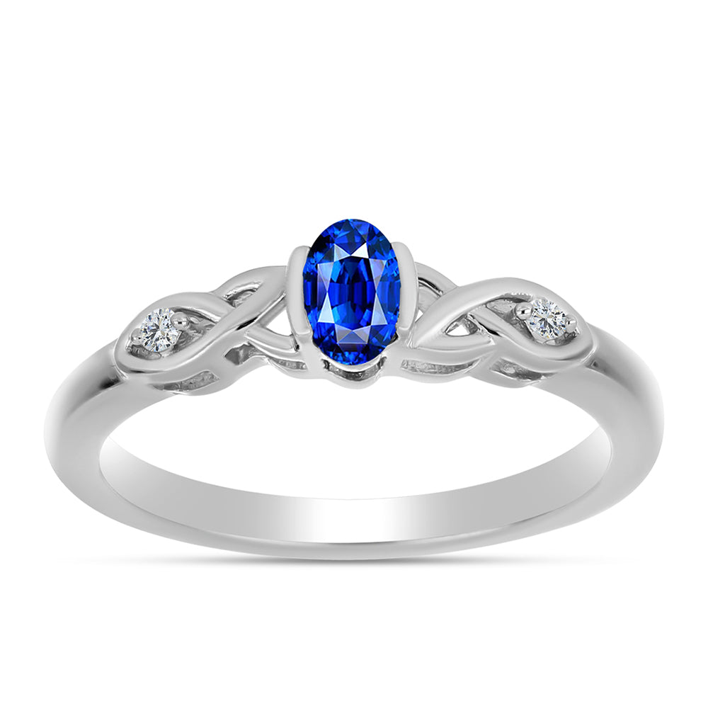 Anillo de Plata con Zafiro Azul Australiano y Topacio Blanco 3 