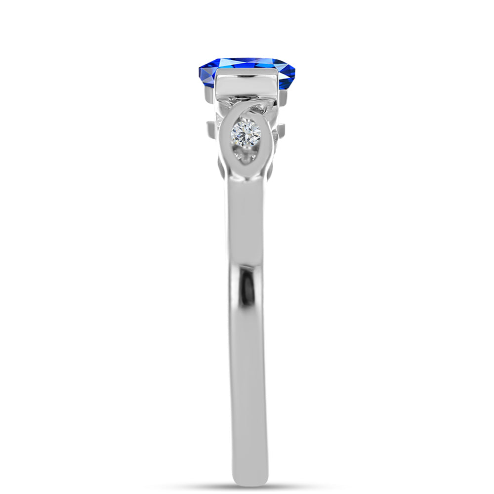 Anillo de Plata con Zafiro Azul Australiano y Topacio Blanco