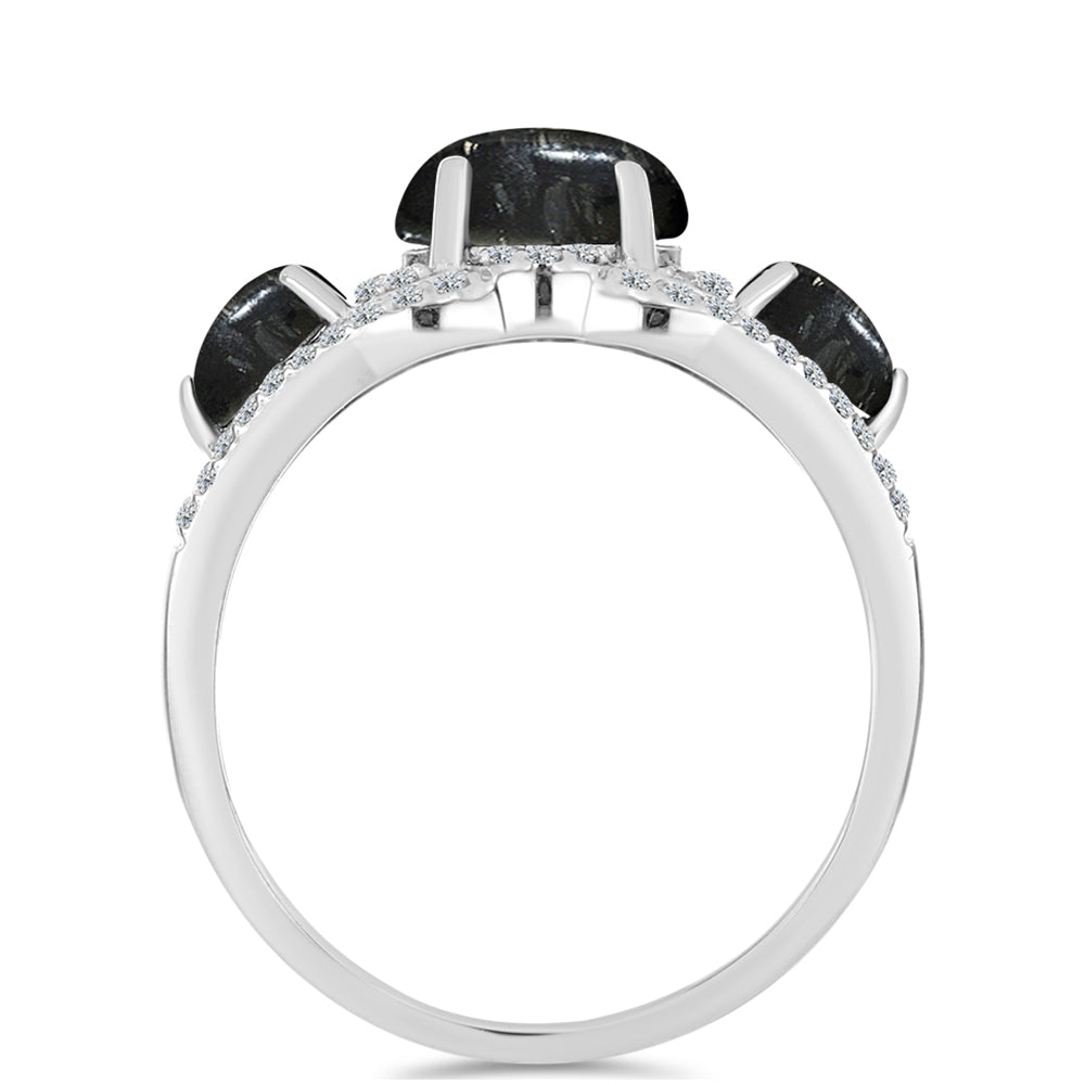 Anillo de Plata con Jaspe Picasso y Topacio Blanco