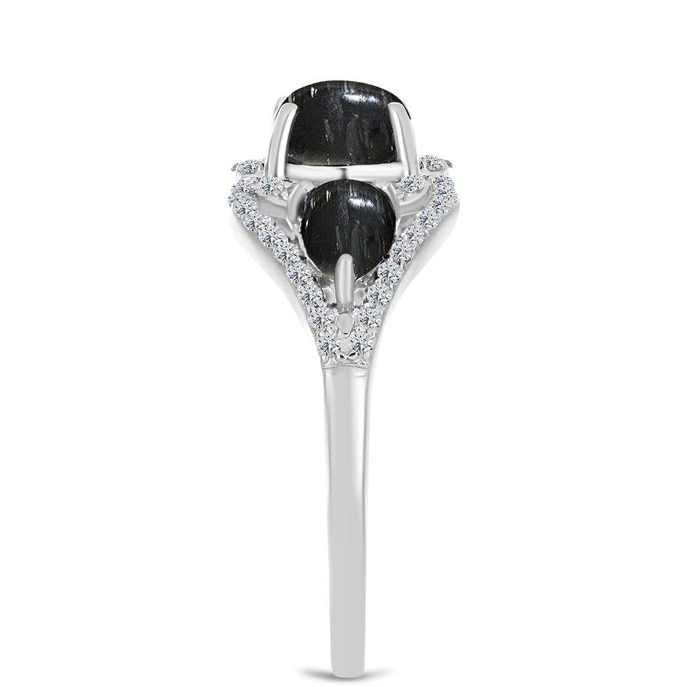 Anillo de Plata con Jaspe Picasso y Topacio Blanco