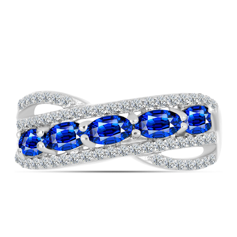 Anillo de Plata con Zafiro Azul Australiano y Topacio Blanco 1 