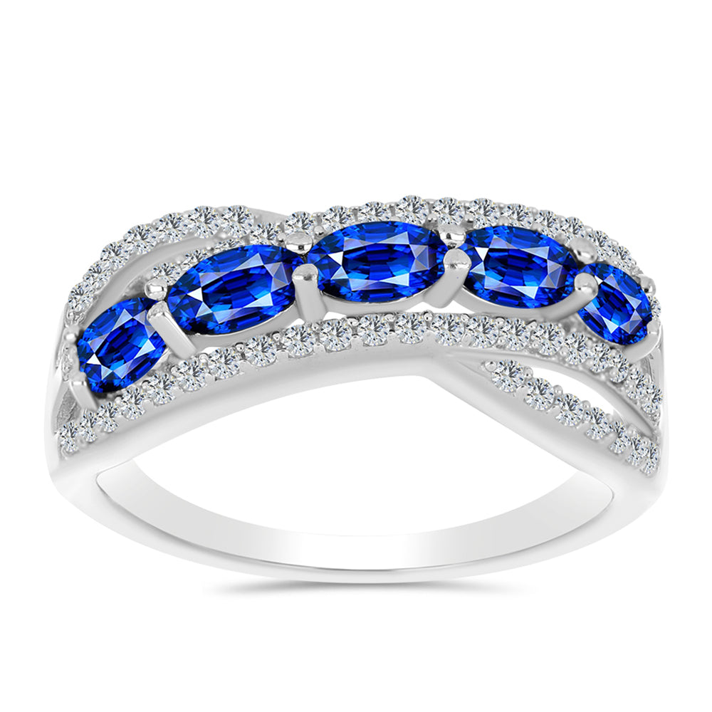Anillo de Plata con Zafiro Azul Australiano y Topacio Blanco 3 