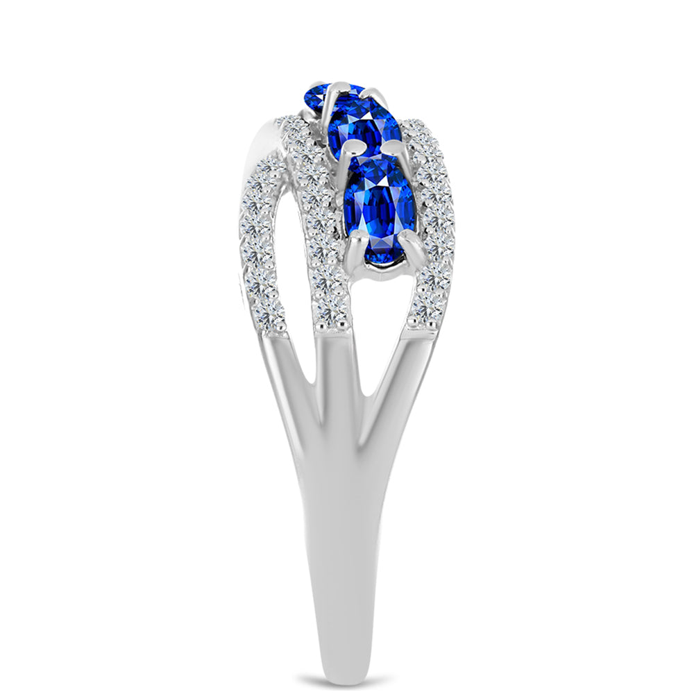 Anillo de Plata con Zafiro Azul Australiano y Topacio Blanco 4 