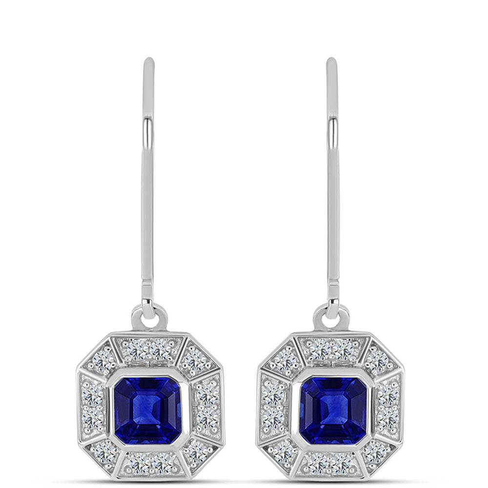 Pendientes de Plata con Zafiro Azul Australiano y Topacio Blanco 1 