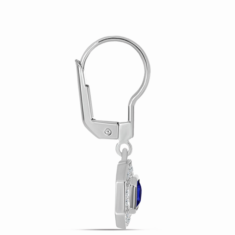 Pendientes de Plata con Zafiro Azul Australiano y Topacio Blanco 2 