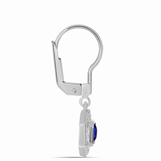Pendientes de Plata con Zafiro Azul Australiano y Topacio Blanco