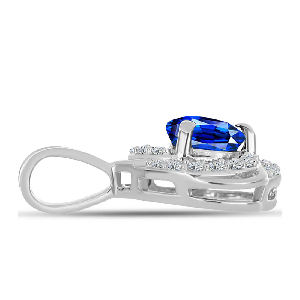 Colgante de Plata con Zafiro Azul Australiano y Topacio Blanco 2 