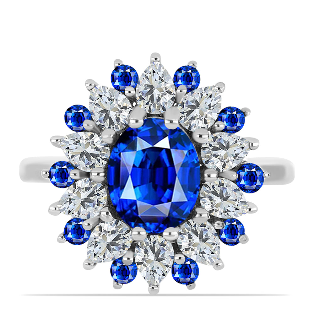 Anillo de Plata con Zafiro Azul Australiano y Topacio Blanco 1 