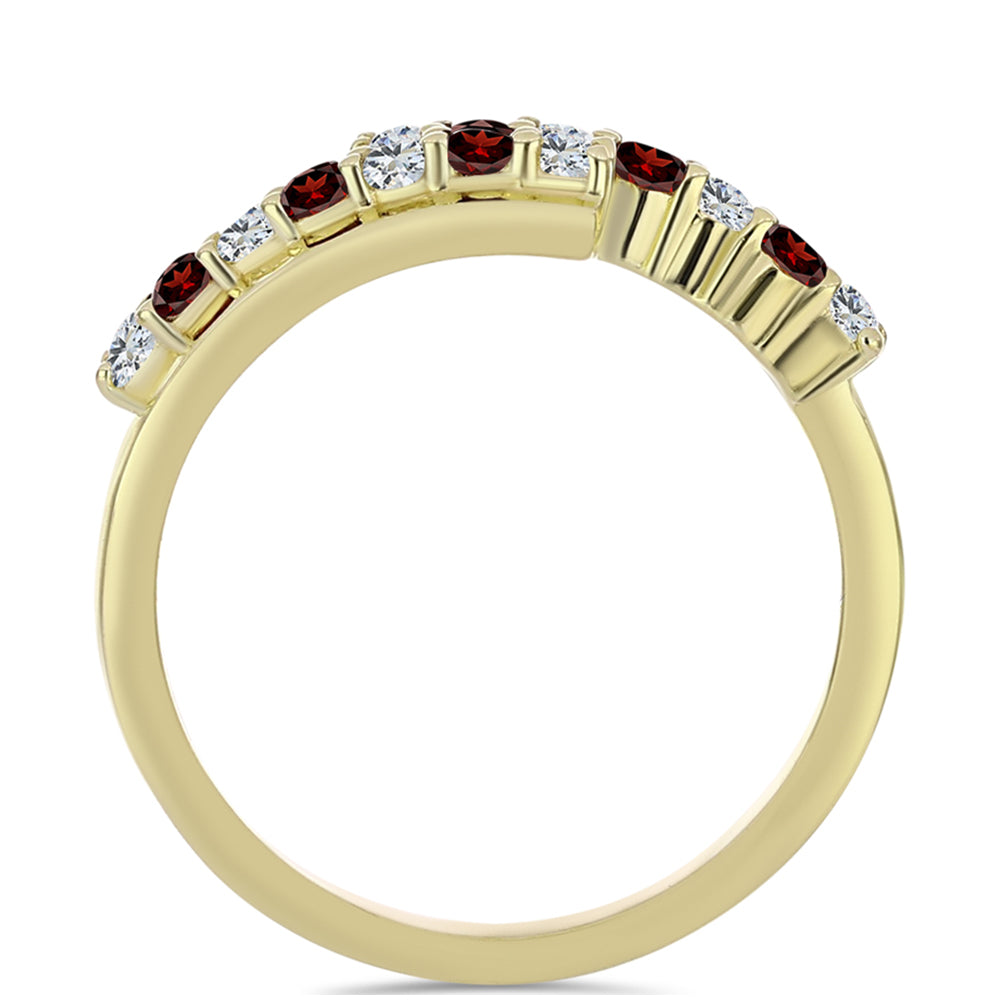 Anillo de Plata Bañada en Oro con Granate Barton y Topacio Blanco
