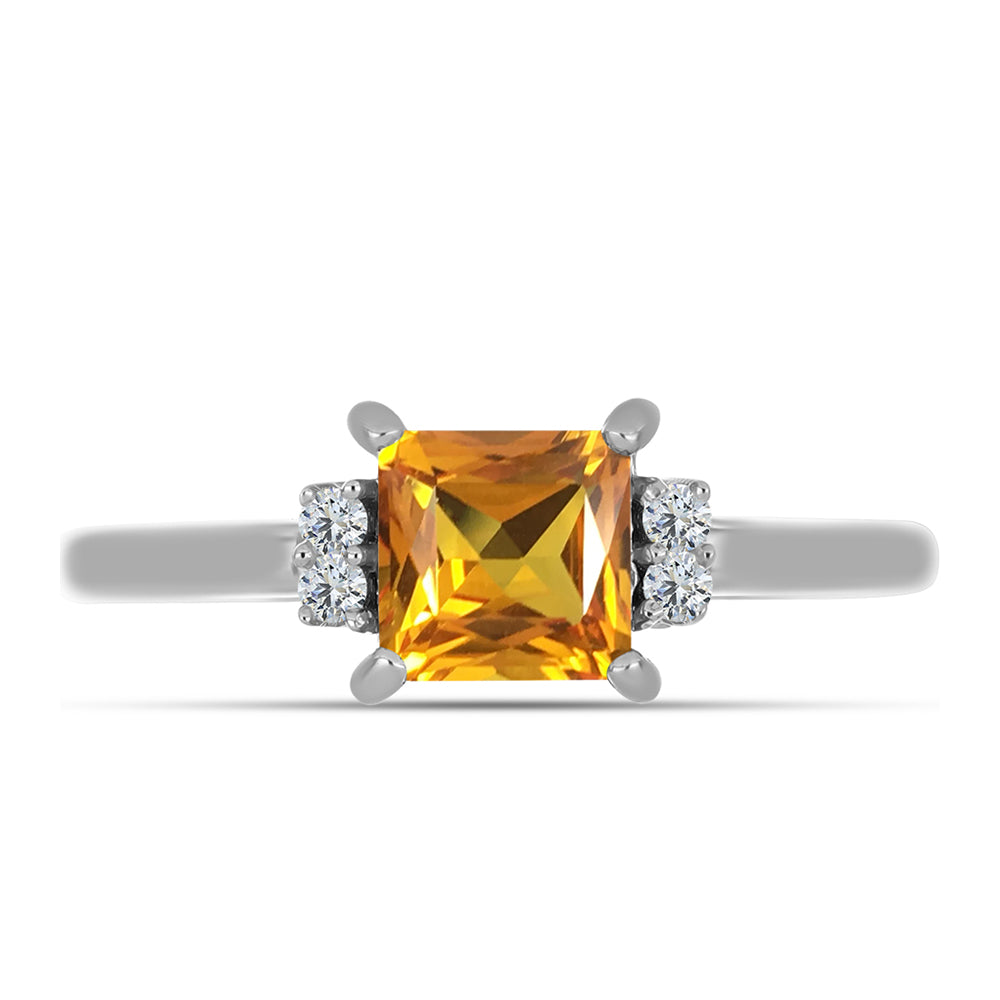 Anillo de Plata con Topacio amarillo imperial y Topacio Blanco 1 