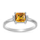 Anillo de Plata con Topacio amarillo imperial y Topacio Blanco