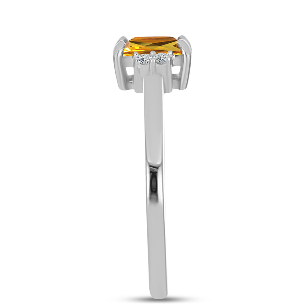 Anillo de Plata con Topacio amarillo imperial y Topacio Blanco 4 