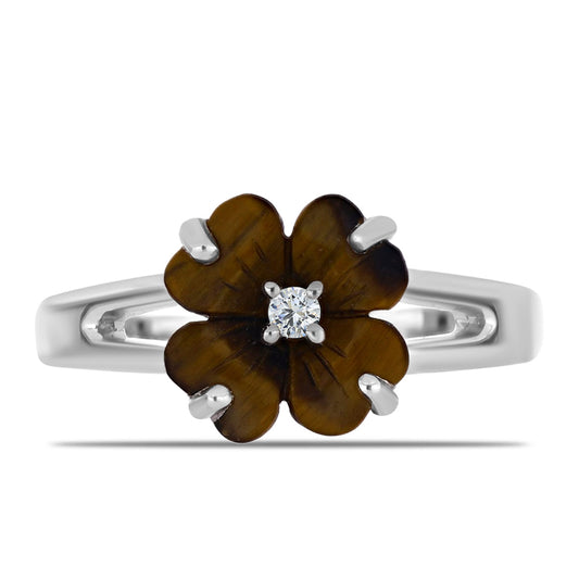 Anillo de Plata con Jaspe Picasso y Topacio Blanco