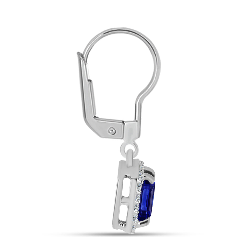 Pendientes de Plata con Zafiro Azul Australiano y Topacio Blanco 2 