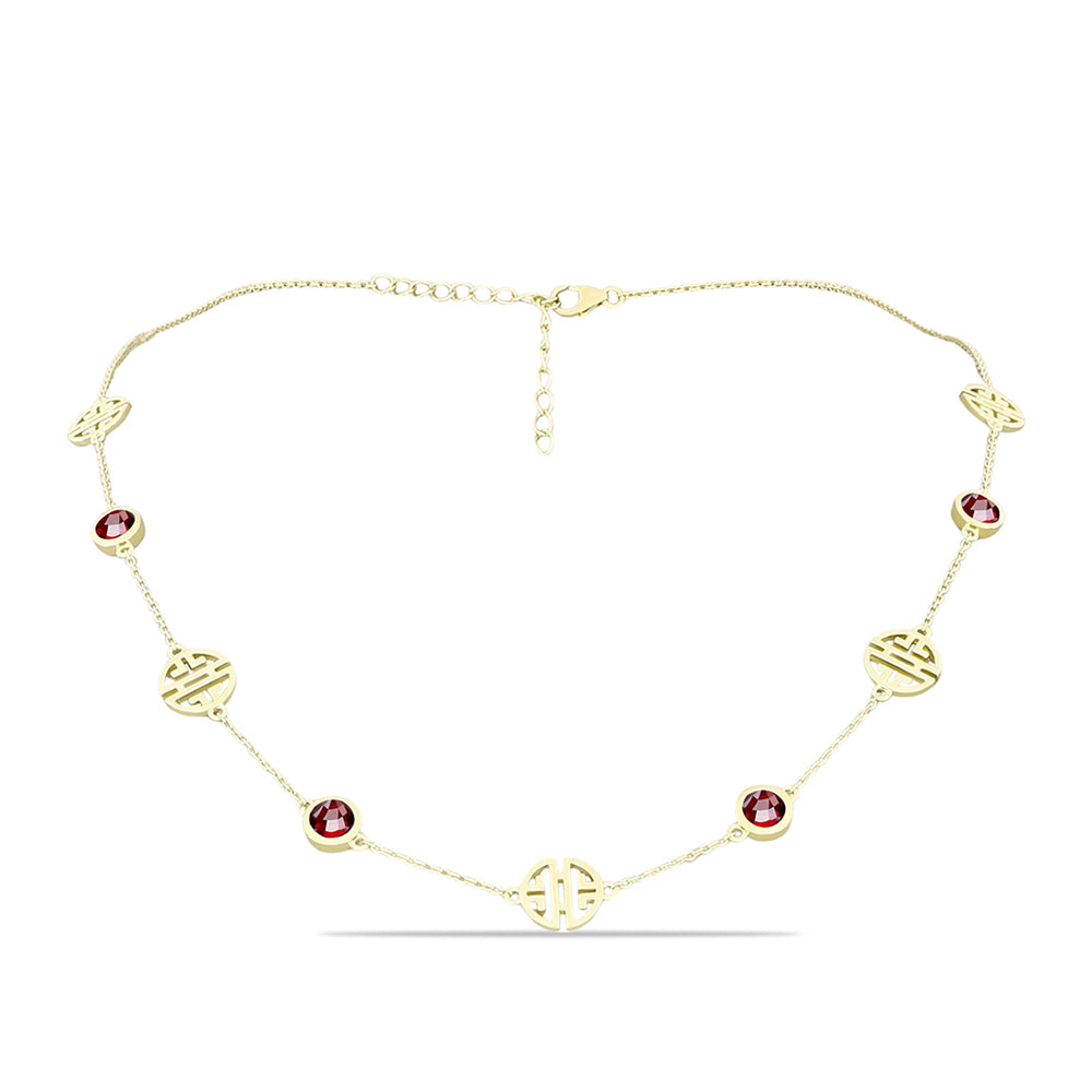 Collar de Plata Bañada en Oro con Granate Barton 1 
