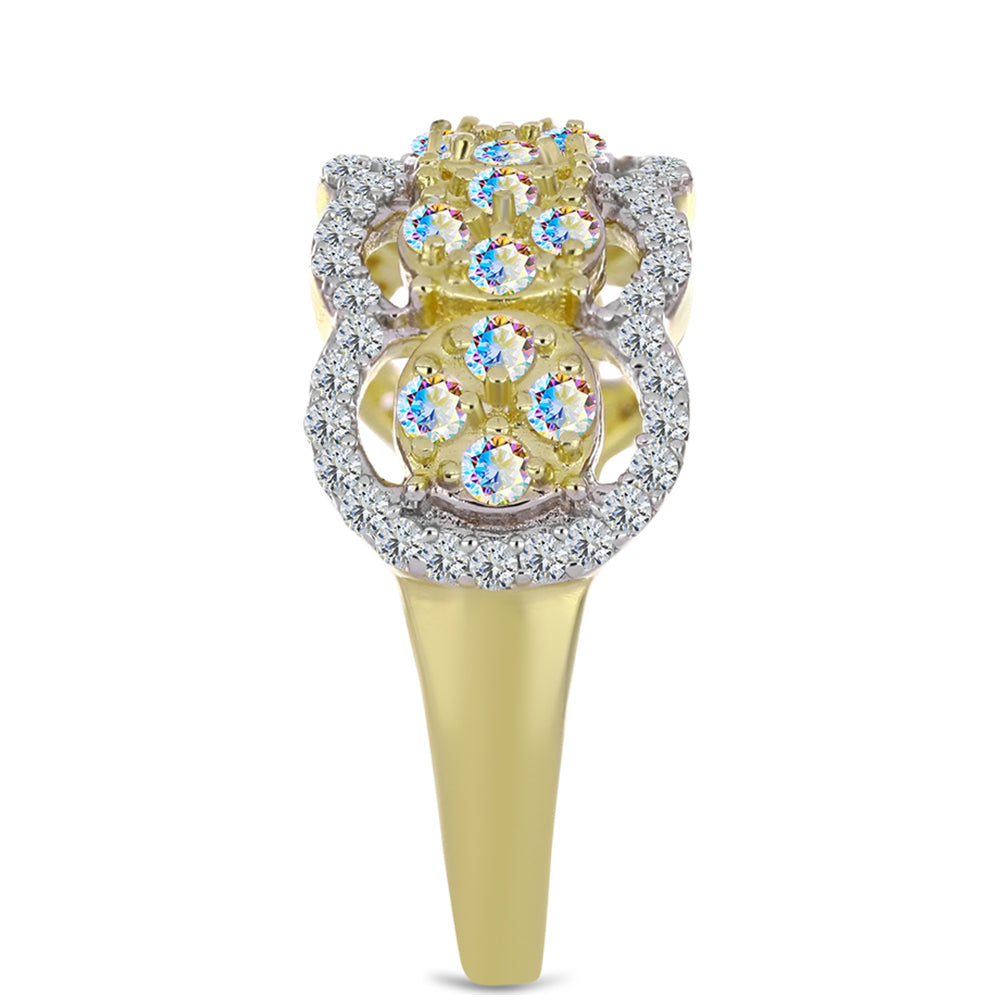 Anillo de Plata Bañada en Oro con Moisanita hielo y Topacio Blanco
