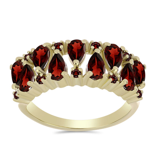Anillo de Plata Bañada en Oro con Granate Barton