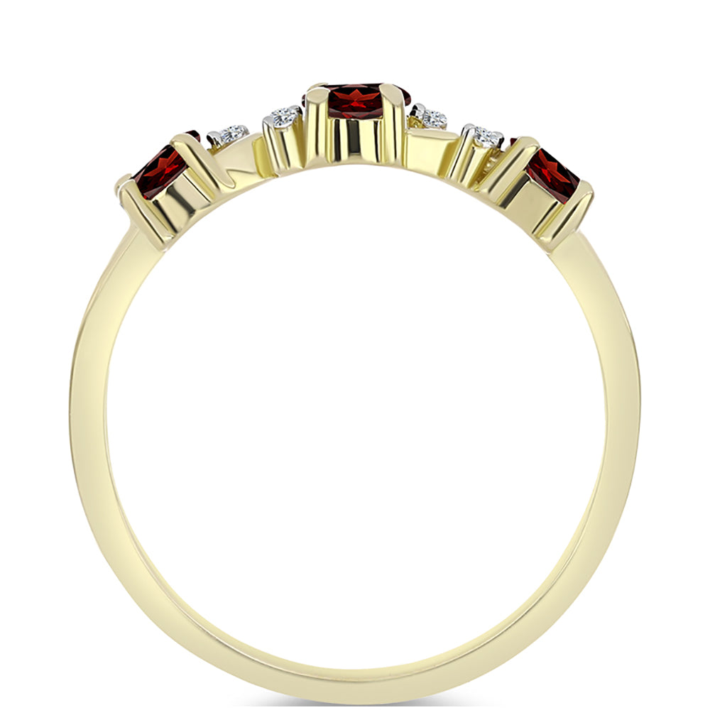Anillo de Plata Bañada en Oro con Granate Barton y Topacio Blanco 3 