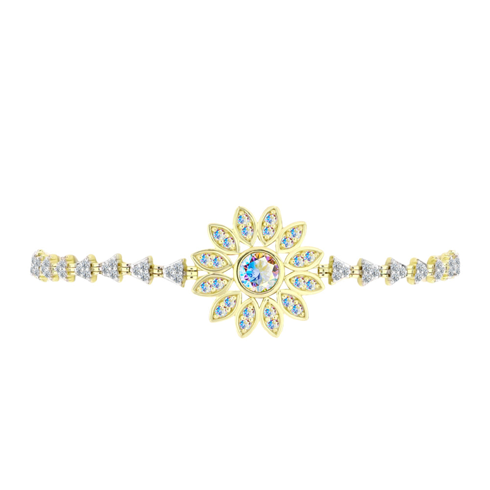 Pulsera de Plata Bañada en Oro con Moisanita hielo y Topacio Blanco 2 