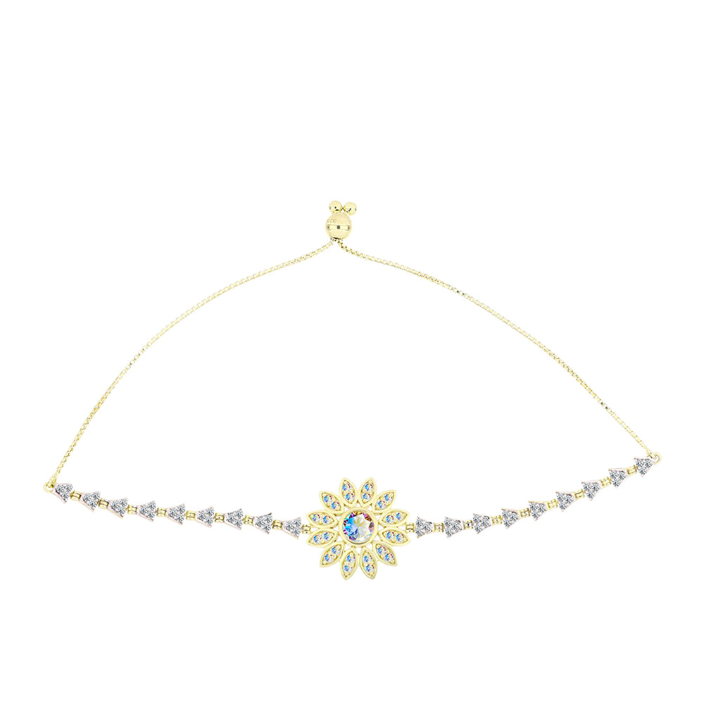 Pulsera de Plata Bañada en Oro con Moisanita hielo y Topacio Blanco