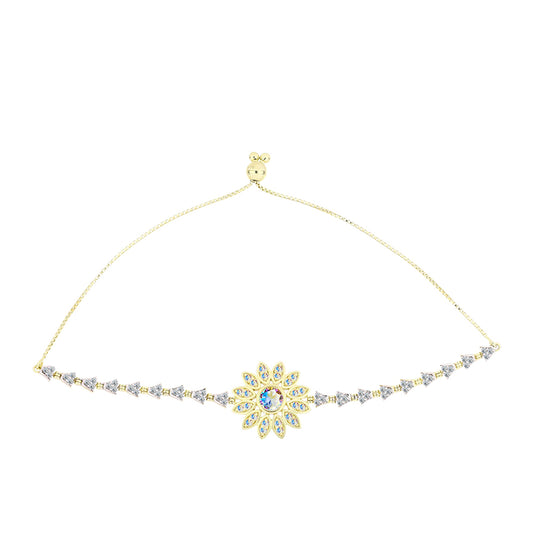 Pulsera de Plata Bañada en Oro con Moisanita hielo y Topacio Blanco