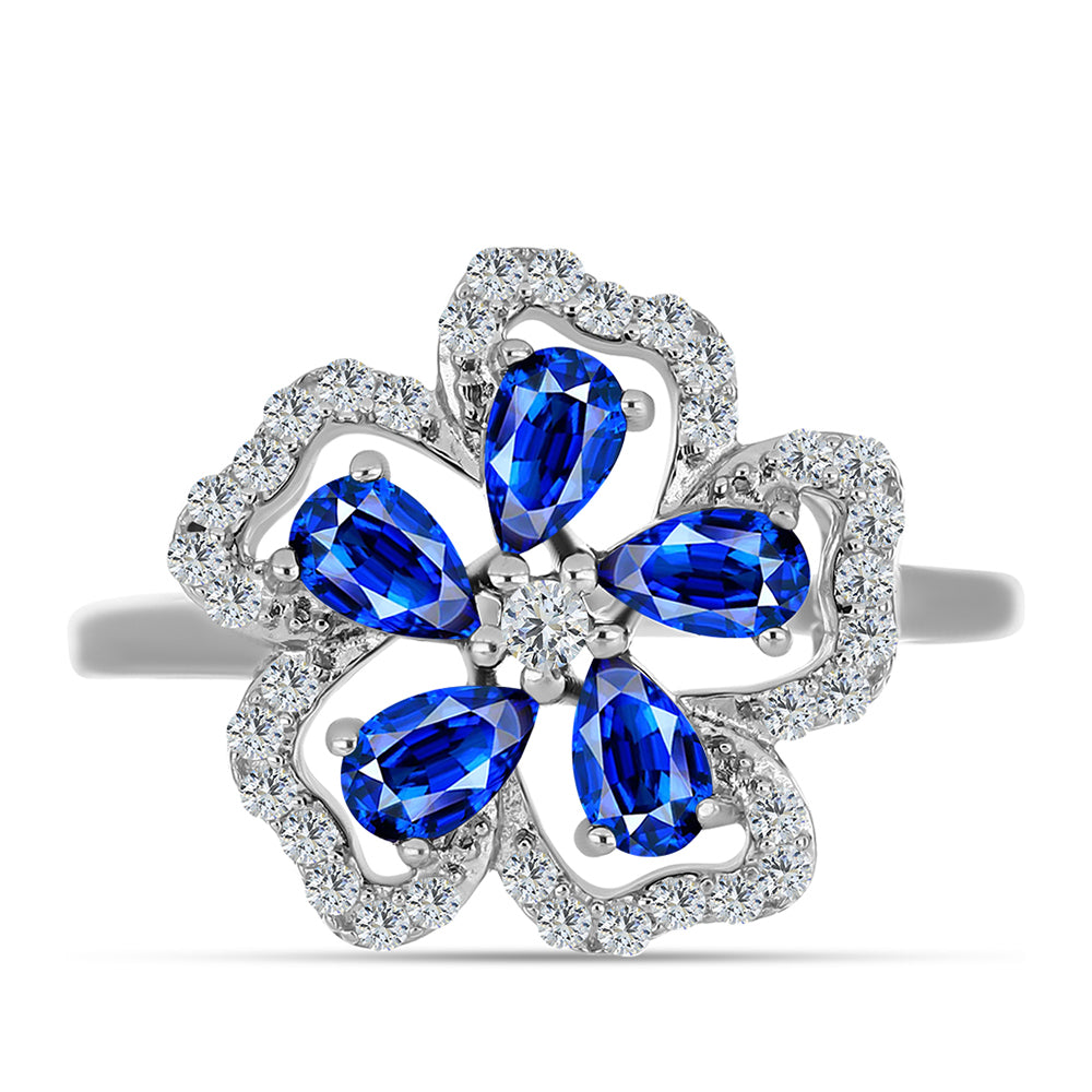 Anillo de Plata con Zafiro Azul Australiano y Topacio Blanco