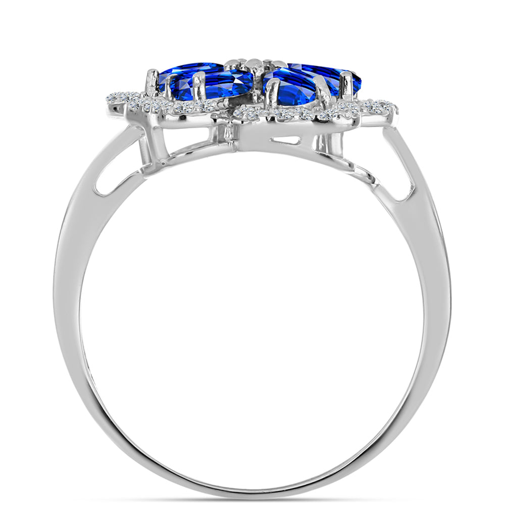Anillo de Plata con Zafiro Azul Australiano y Topacio Blanco 2 