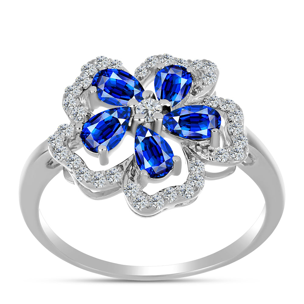 Anillo de Plata con Zafiro Azul Australiano y Topacio Blanco 3 