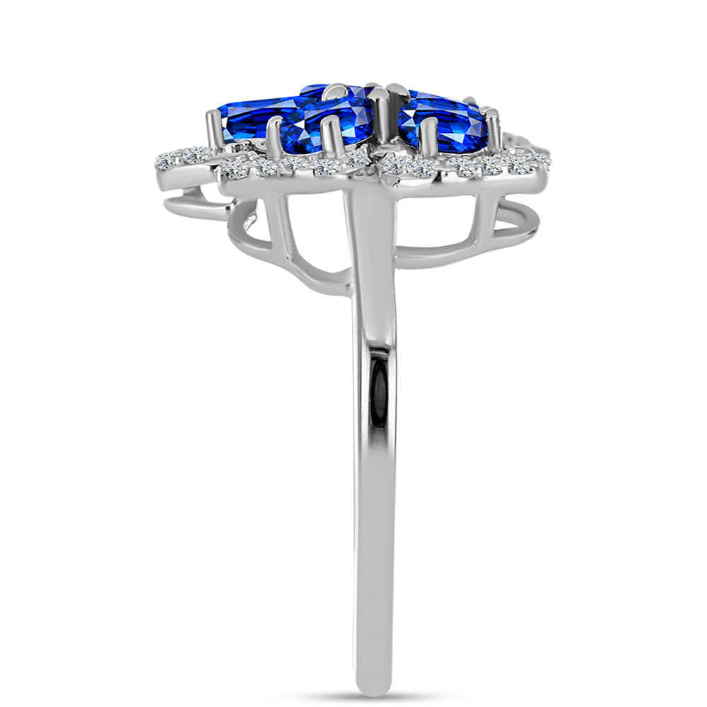Anillo de Plata con Zafiro Azul Australiano y Topacio Blanco 4 