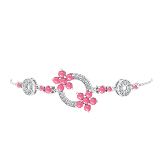 Pulsera de Plata con Ópalo Rosa de Lega Dembi y Topacio Blanco