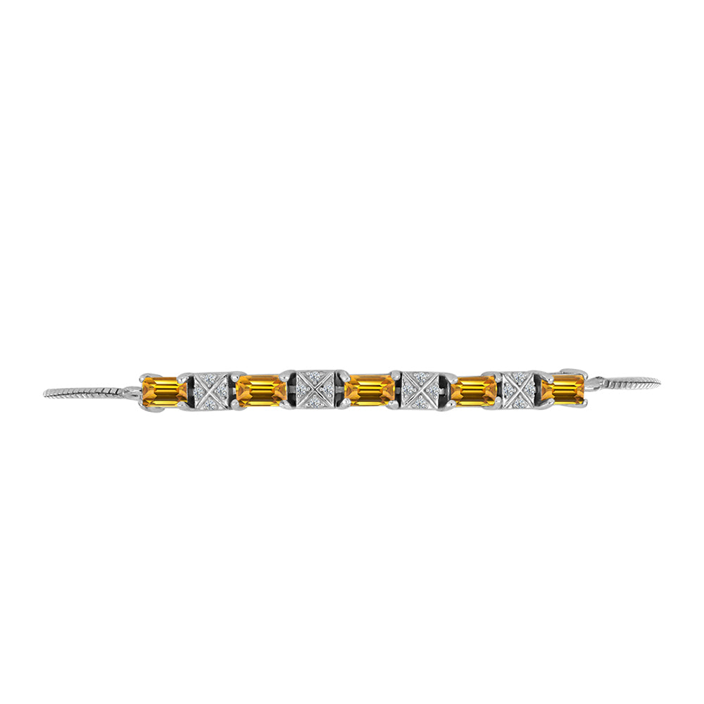 Pulsera de Plata con Topacio amarillo imperial y Topacio Blanco 2 
