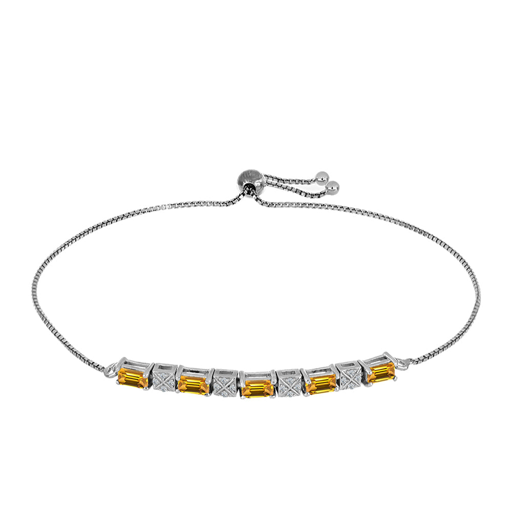 Pulsera de Plata con Topacio amarillo imperial y Topacio Blanco 1 
