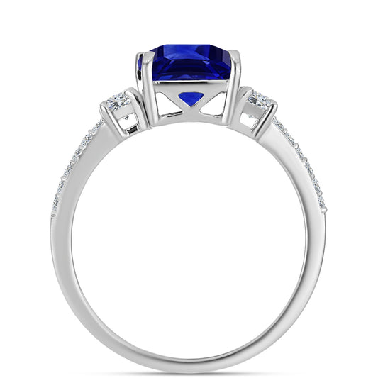 Anillo de Plata con Zafiro Azul Australiano y Topacio Blanco