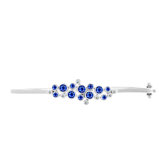 Brazalete de Plata con Zafiro Azul Australiano y Topacio Blanco