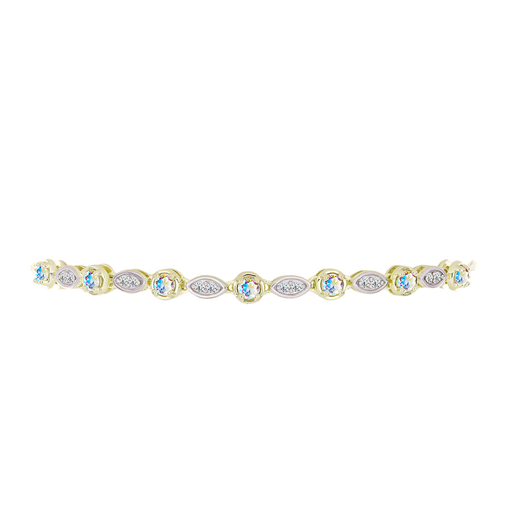 Pulsera de Plata Bañada en Oro con Moisanita hielo y Topacio Blanco