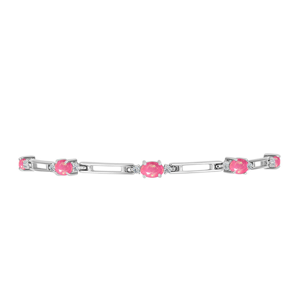 Pulsera de Plata con Ópalo Rosa de Lega Dembi y Topacio Blanco 2 