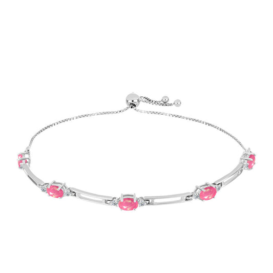 Pulsera de Plata con Ópalo Rosa de Lega Dembi y Topacio Blanco