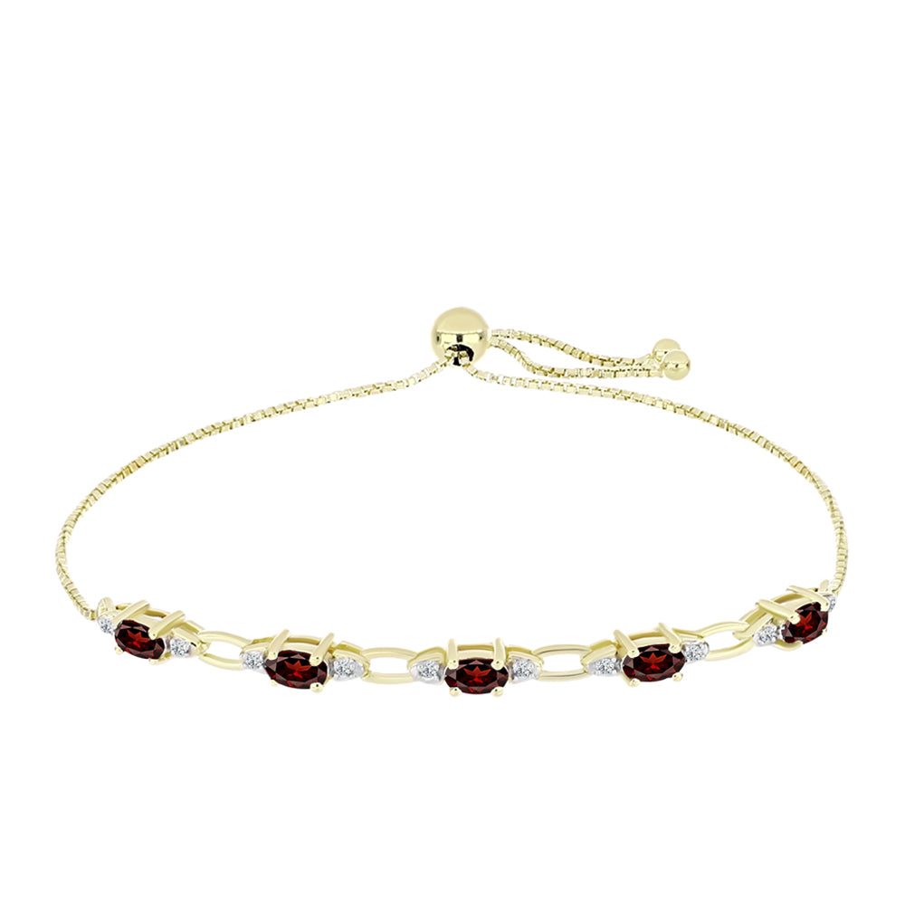 Pulsera de Plata Bañada en Oro con Granate Barton y Topacio Blanco 1 