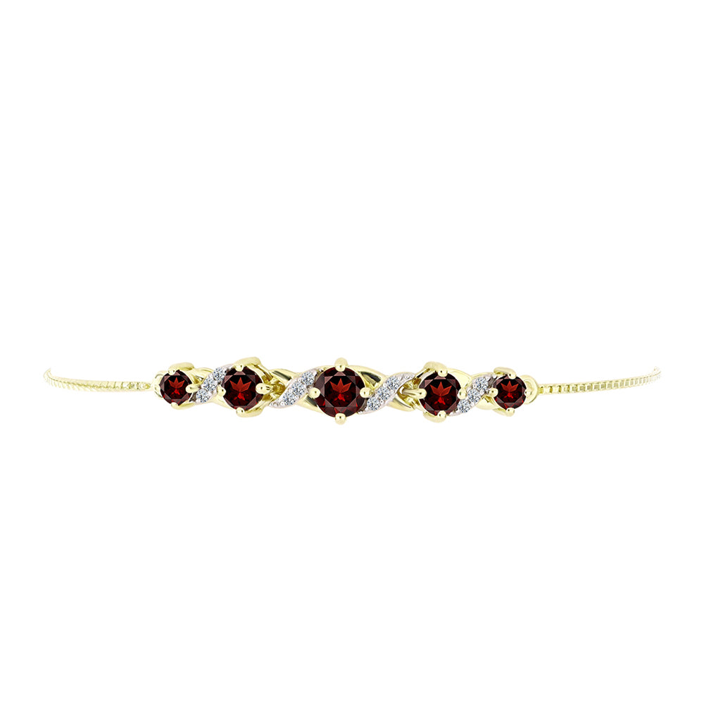 Pulsera de Plata Bañada en Oro con Granate Barton y Topacio Blanco 2 