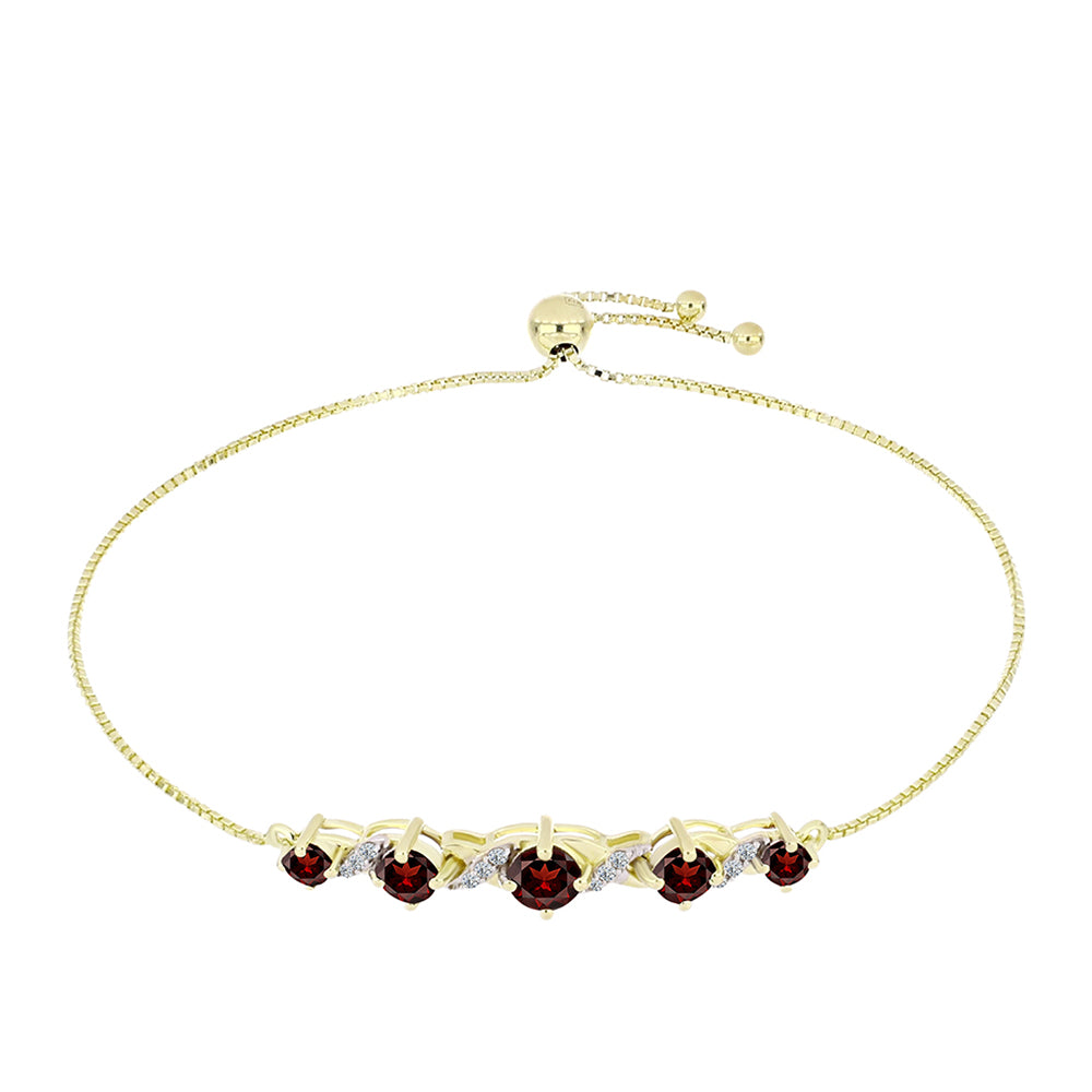 Pulsera de Plata Bañada en Oro con Granate Barton y Topacio Blanco 1 