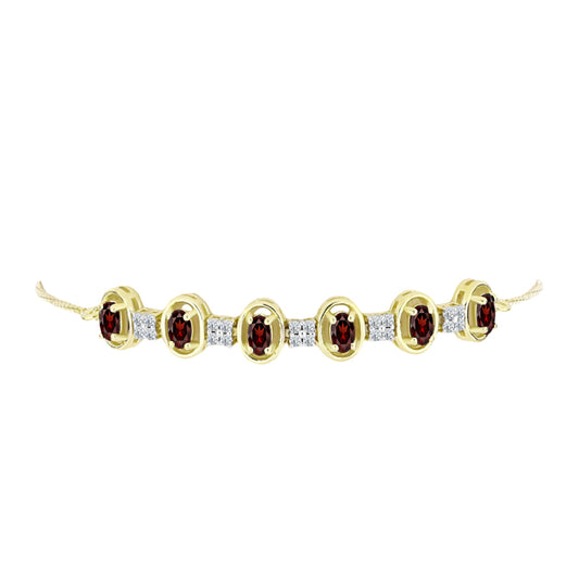 Pulsera de Plata Bañada en Oro con Granate Barton y Topacio Blanco