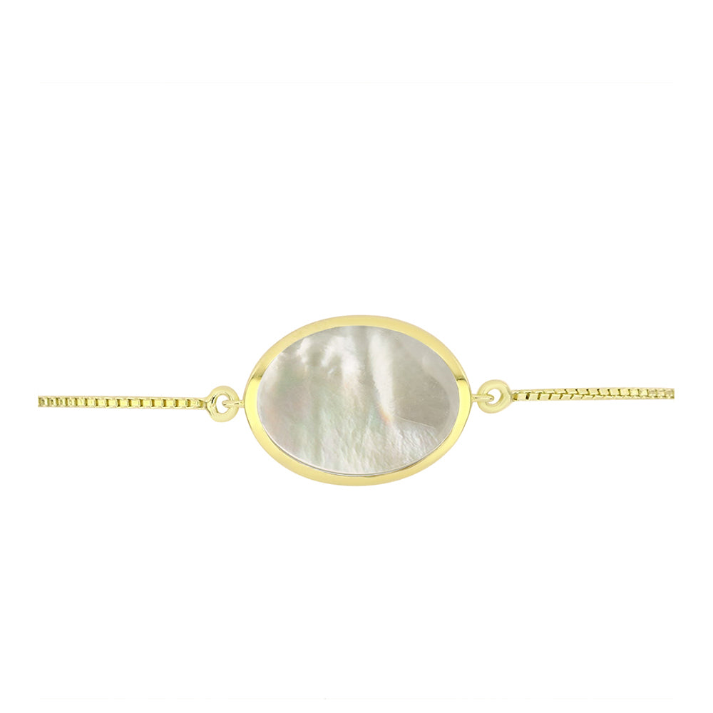Pulsera de Plata Bañada en Oro con Madreperla 2 
