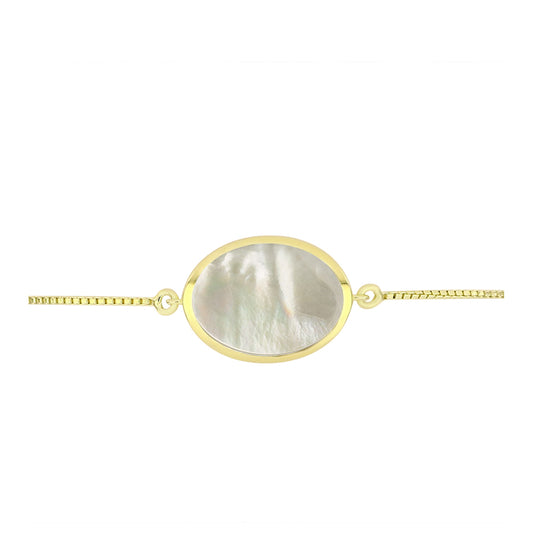 Pulsera de Plata Bañada en Oro con Madreperla