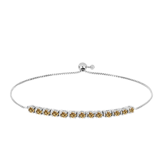 Pulsera de Plata con Moisanita Champagne