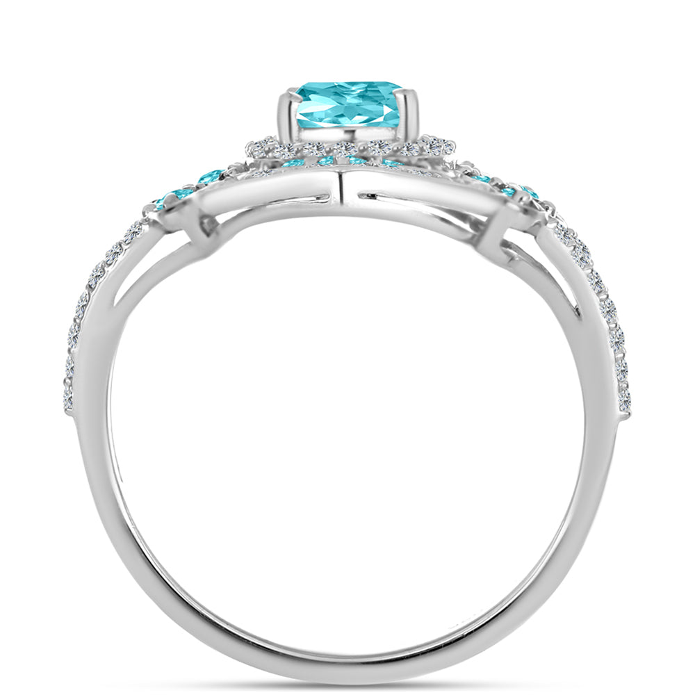 Anillo de Plata con Cuarzo Paraiba y Topacio Blanco 2 
