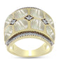 Anillo de Plata Bañada en Oro con Madreperla y Topacio Blanco