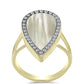 Anillo de Plata Bañada en Oro con Madreperla y Topacio Blanco