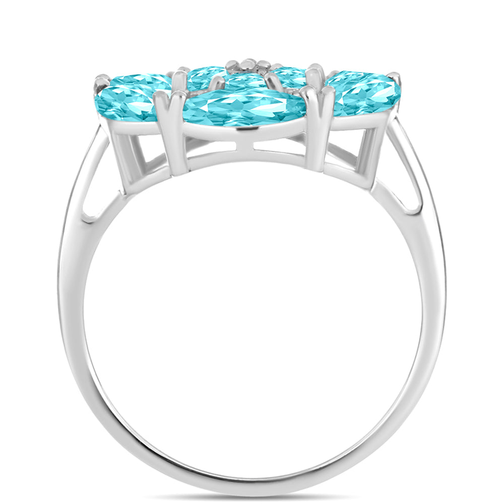 Anillo de Plata con Cuarzo Paraiba y Topacio Blanco 2 